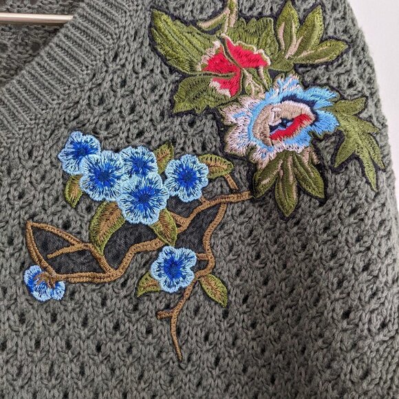 EDC floral embroidered open knit sweater - Picture 2 of 5